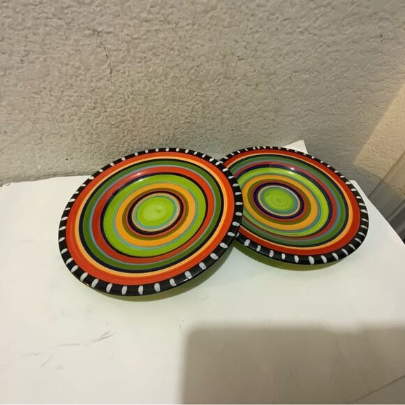 Gibson Elite Pueblo Springs Stoneware Hand Painted 8.5" Salad Plate set 2 G20 - Picture 3 of 8